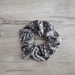 Scrunchie (Stoff-Haarband) Punkte Grau